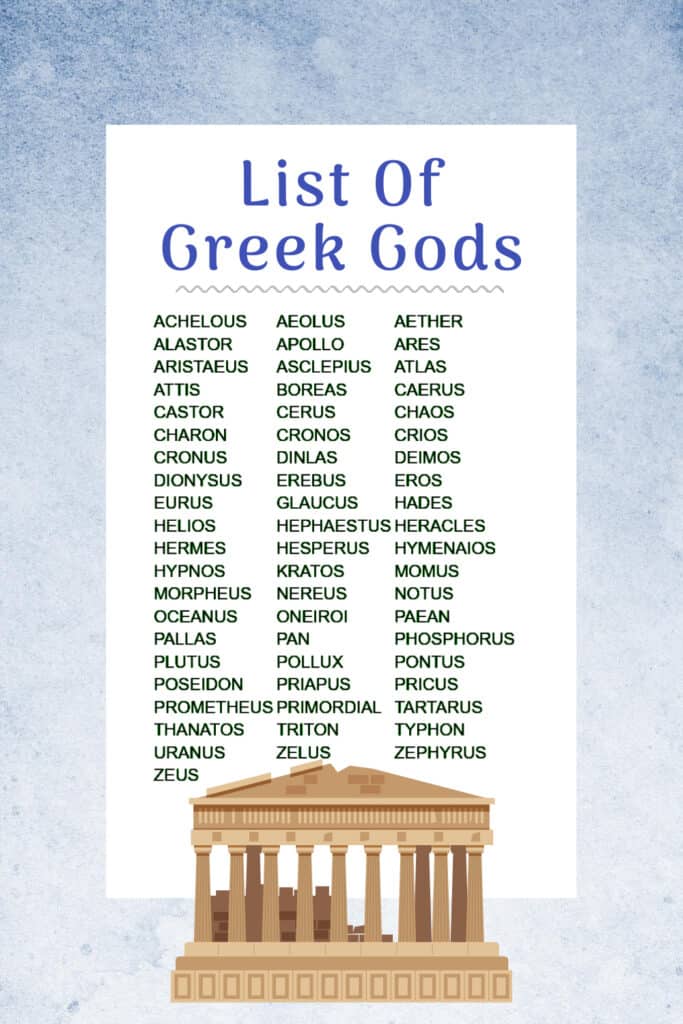 list of Greek gods